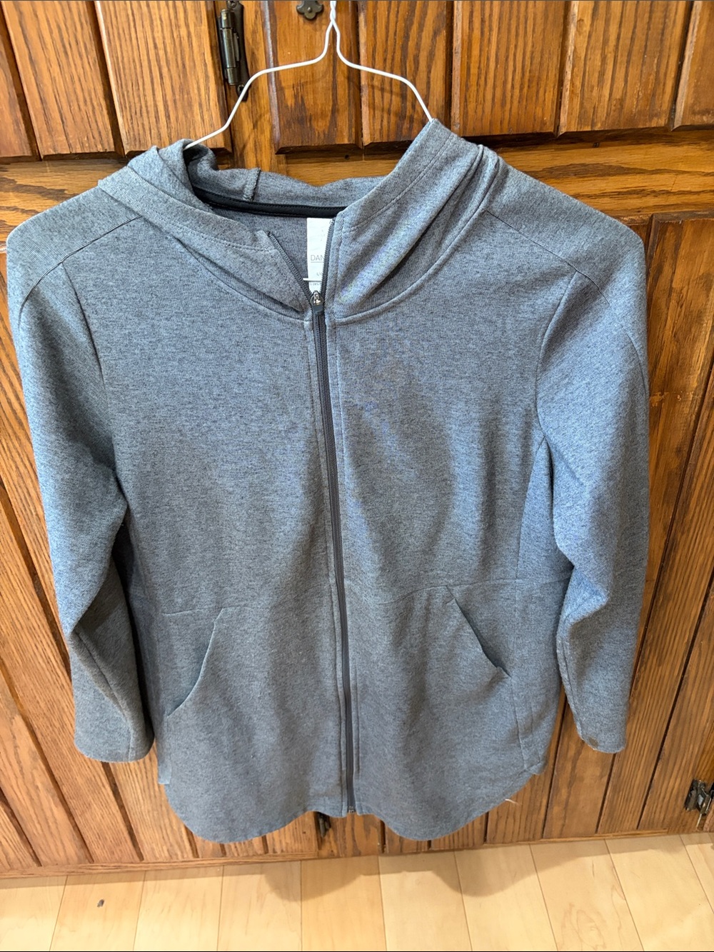 Danskin long jacket with full zipper with hood size women 12-14